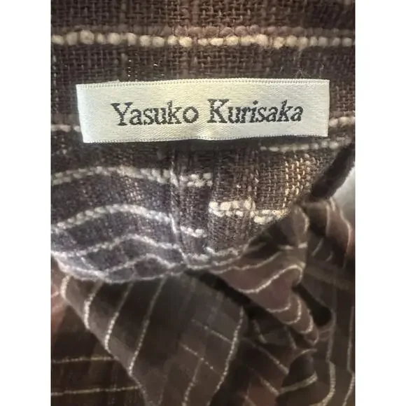 Yasuko Kurisaka Art to Wear Lagenlook Handwoven Brown Button Jacket Cardigan O/S - Picture 7 of 16